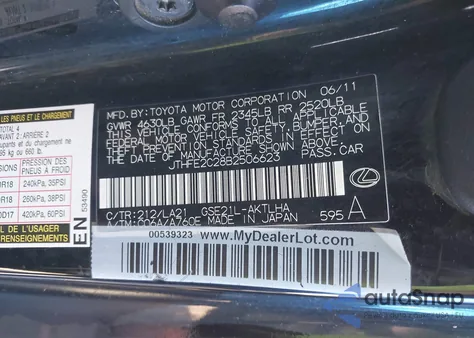 2011 Lexus Is 350C from USA, damaged, VIN JTHFE2C28B2506623